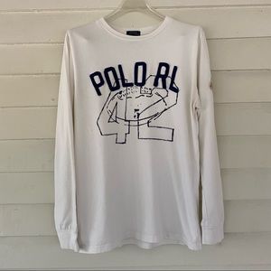 Polo Ralph Lauren Longsleeve T-Shirt Spellout 1944 Champs White Mens S